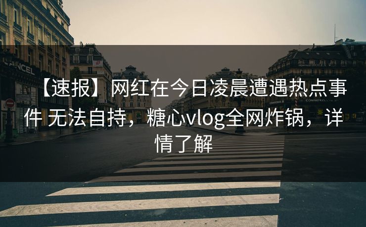 【速报】网红在今日凌晨遭遇热点事件 无法自持，糖心vlog全网炸锅，详情了解